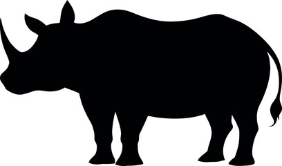 Rhinoceros Silhouette - Black Rhino Outline - Wildlife Animal Sketch