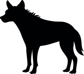 Hyena Silhouette, Wild Animal, Mammal, Carnivore, Predatory Wildlife, African Scavenger, Spotted Hyena, Striped Hyena, Furry Creature, Animal Outline, Black Vector Illustration, Safari Wildlife