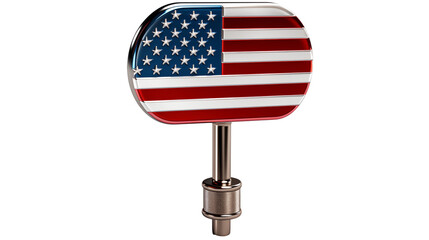 3D American flag render, patriotic symbol, USA national pride, festive celebration, red white blue digital art, isolated on transparent background.