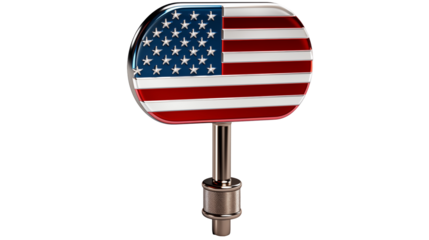3D American flag render, patriotic symbol, USA national pride, festive celebration, red white blue digital art, isolated on transparent background.