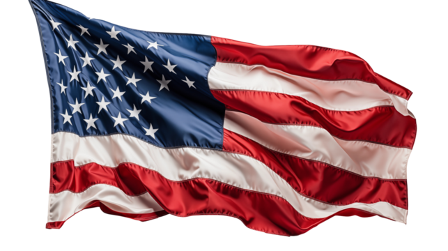 American flag silk fabric, stars stripes wave texture, patriotic background, independence day banner, isolated on transparent background. - Powered by Adobe