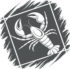 Stylized Crayfish Illustration in a Grunge Frame