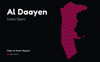 Vector Map of Al Daayen Region, Qatar, in Spiral Line Style with Lusail as Central Point