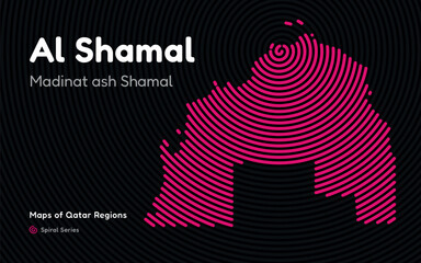Vector Map of Al Shamal Region, Qatar, in Spiral Line Style with Madinat ash Shamal as Central Point