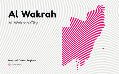 Vector Map of Al Wakrah Region, Qatar, in Spiral Line Style with Al Wakrah as Central Point