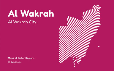 Vector Map of Al Wakrah Region, Qatar, in Spiral Line Style with Al Wakrah as Central Point
