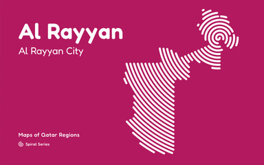 Vector Map of Al Rayyan Region, Qatar, in Spiral Line Style with Al Rayyan as Central Point