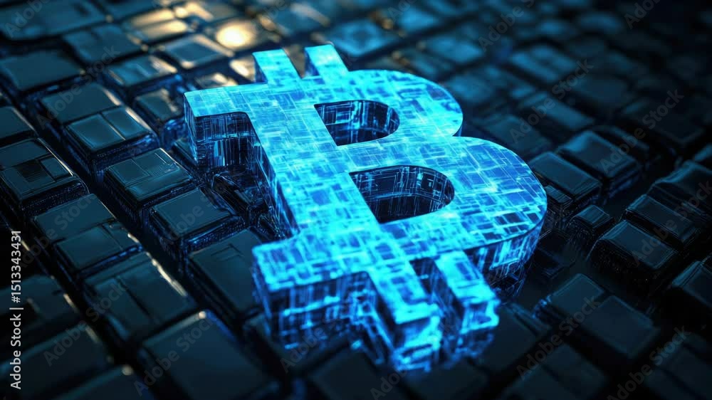 Aufkleber A computer keyboard with a lit up bitcoin symbol, ideal for financial or tech-related designs