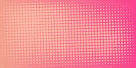 Pink orange polka dots gradient halftone background. Pop art cartoon dot texture with comic graphic design, Horizontal abstract pattern wall for cover digital technology.