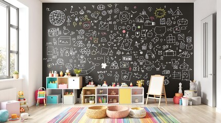 Vibrant Kids Playroom Chalkboard