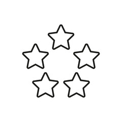 Five Star Rating Outline Icon. Quality Assurance, Excellence, And Customer Satisfaction Symbol. Performance Evaluation And Feedback Representation. Editable Stroke. Isolated Vector Illustration