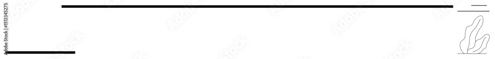 Poster thin horizontal lines of varying lengths with a subtle abstract wave-thumbs up shape in the corner. 