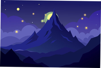 Obraz premium night landscape with mountains