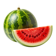 Slice of watermelon isolated on transparent background