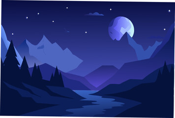 moon and mountains