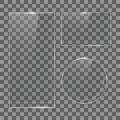 Set of Transparent UI Glass Panels and Circles