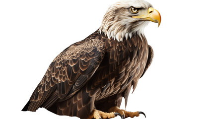 Bald eagle with flag, patriotic wildlife art, USA freedom symbol, majestic wings, national emblem illustration, isolated on transparent background.