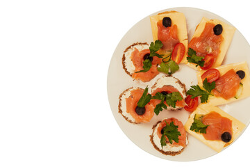 A tasty and healthy snack with red fish.