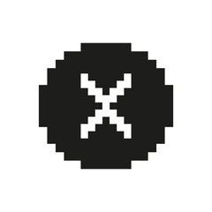 Cross Mark Pixel Art Icon. Error, Cancellation, And Rejection Symbol. Retro Gaming Style. Isolated Vector Illustration