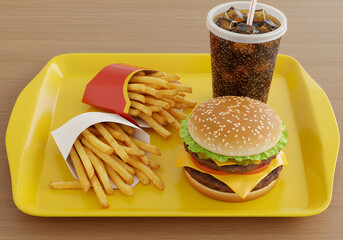 Fast food meal on tray