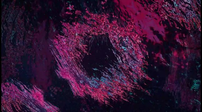 Vibrant abstract patterns of pink and blue hues create a mesmerizing visual effect in a dark setting