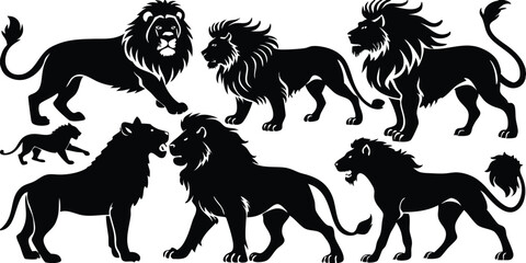 Majestic Lions A Collection of Powerful Silhouette Illustrations