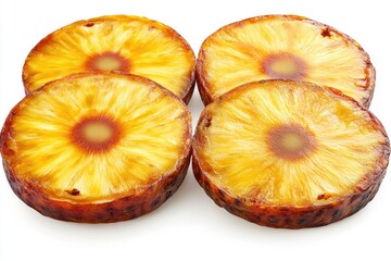 Four caramelized pineapple slices