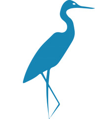 Minimalist Wading Bird Graphic in Serene Blue