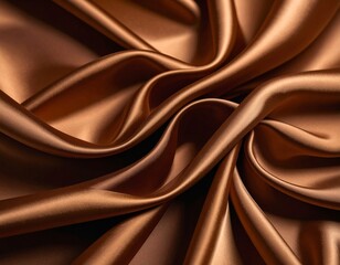 Fototapeta premium Brown satin, chocolate silk, wave fabric, background