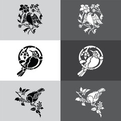 Bird Silhouette Vector Icon Set – Black and White Flying, Perched, and Standing Birds – Animal Clip Art Collection for Nature, Wildlife, Graphic Design, Decoration, and Illustrations