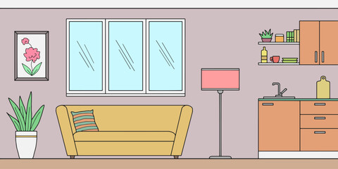 Apartment interior graphic color sketch illustration vector 