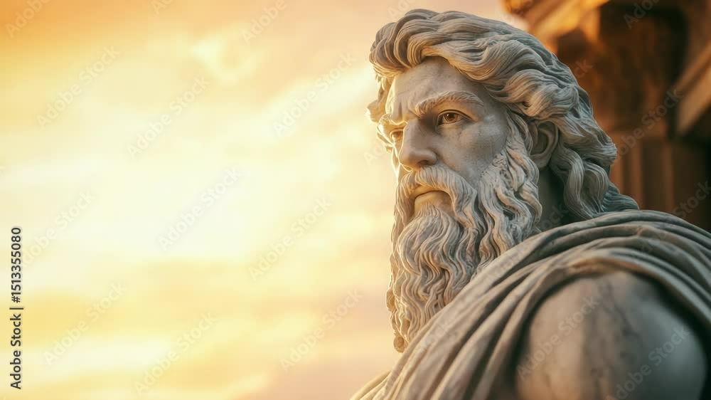Poster a statue of a man with a beard, ideal for use in historical or cultural settings