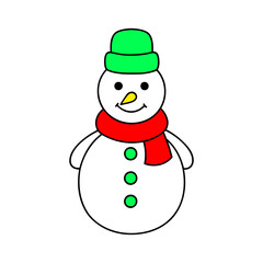 cute snowman cartoon line art coloring page vector illustration