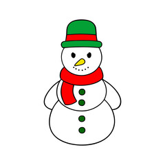 cute snowman cartoon line art coloring page vector illustration