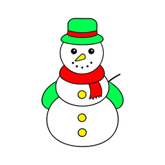cute snowman cartoon line art coloring page vector illustration