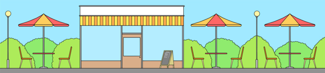 Street cafe graphic color sketch long illustration vector 