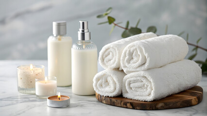 Minimalist SPA Product and towel Arrangement for Spa Branding 1