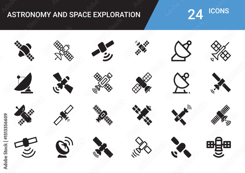 Aufkleber icons of space and exploration: a collection of meticulously designed vector icons related to astron