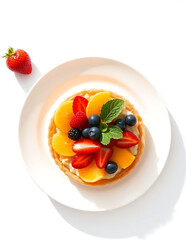 Colorful Fruit Tart Isolated on White Background