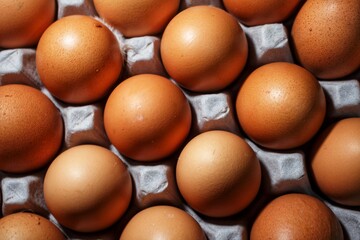 Fresh Brown Eggs in Carton A Close-Up View of Farm-Fresh Eggs