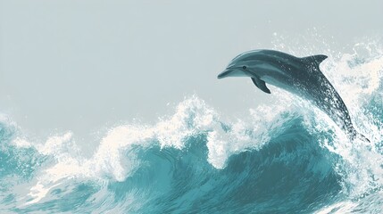 Fototapeta premium Dolphin jumping over a wave, sleek shape