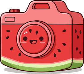 Kawaii Camera with Watermelon Design for Summer Illustration