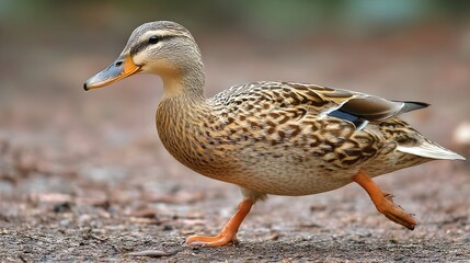 Obraz premium Duck walking with webbed feet