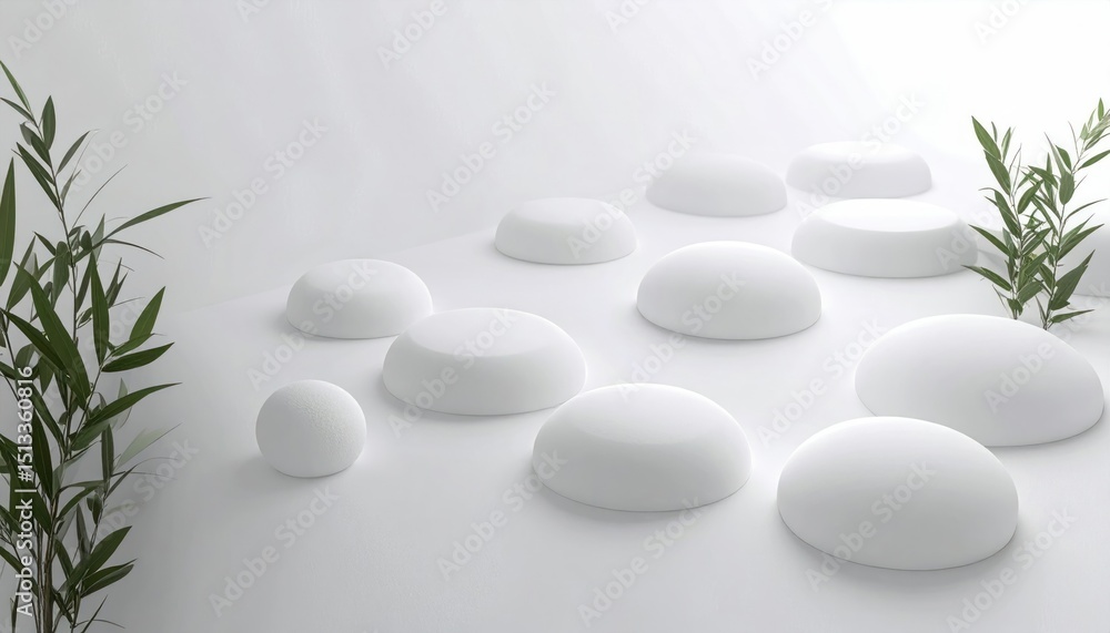 Poster abstract white organic shapes cellular structures 3d rendering
