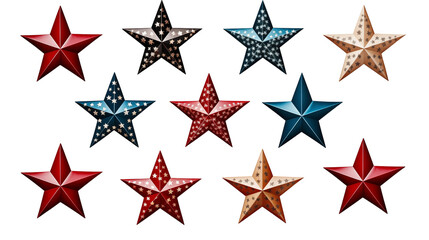 Retro patriotic stars background, red-blue-gold holiday decor, July 4th celebration design elements, USA vector illustration, isolated on transparent background.