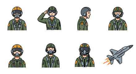 Cartoon Fighter Pilots and Jet Plane Illustrations © Pemburu