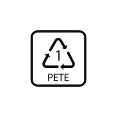 PETE Plastic Recycling Vector Icon.