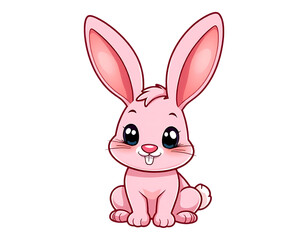 Obraz premium Adorable Pink Easter Bunny Cartoon