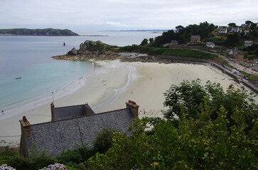 Beach at low tide in Brittany in france, Europe