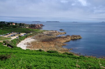 Beach at low tide in Brittany in France, Europe